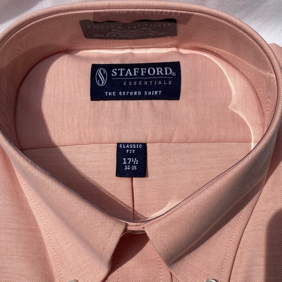 Stafford Men's Orange Classic Fit Dress Shirt 17 1/2 34-35 NWT - Picture 2 of 4